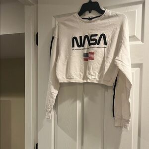 H&M White NASA Crop Top
